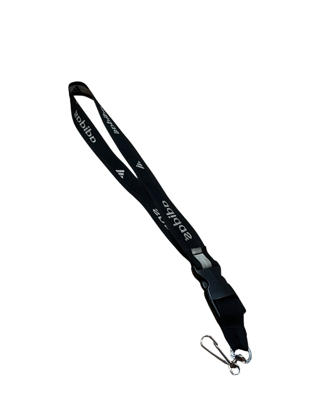 adidas Black and White Branded Lanyard with Metal Clip